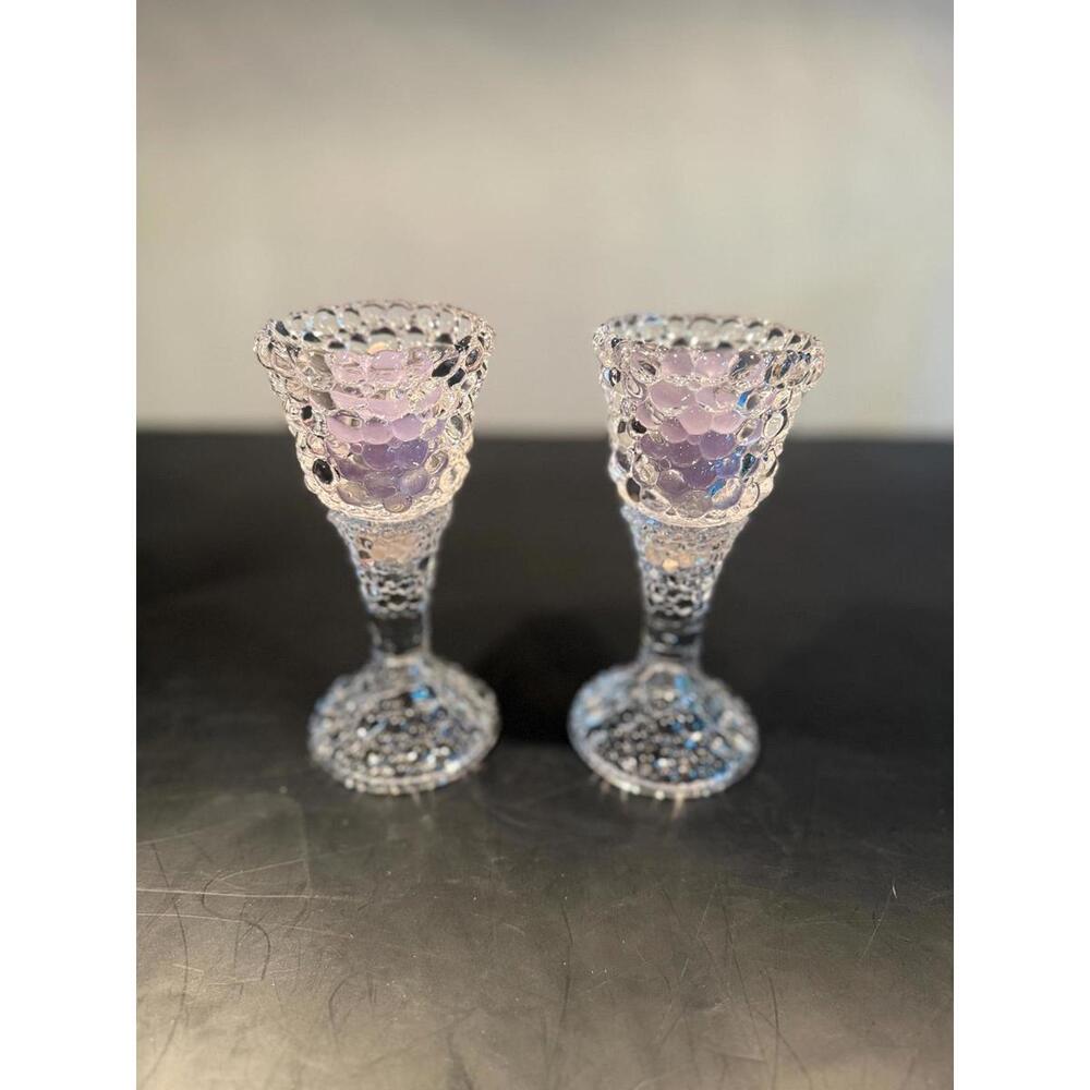 Partylite “Bubble” Clear Glass Candle Holders – Interchangeable 4-Piece Set